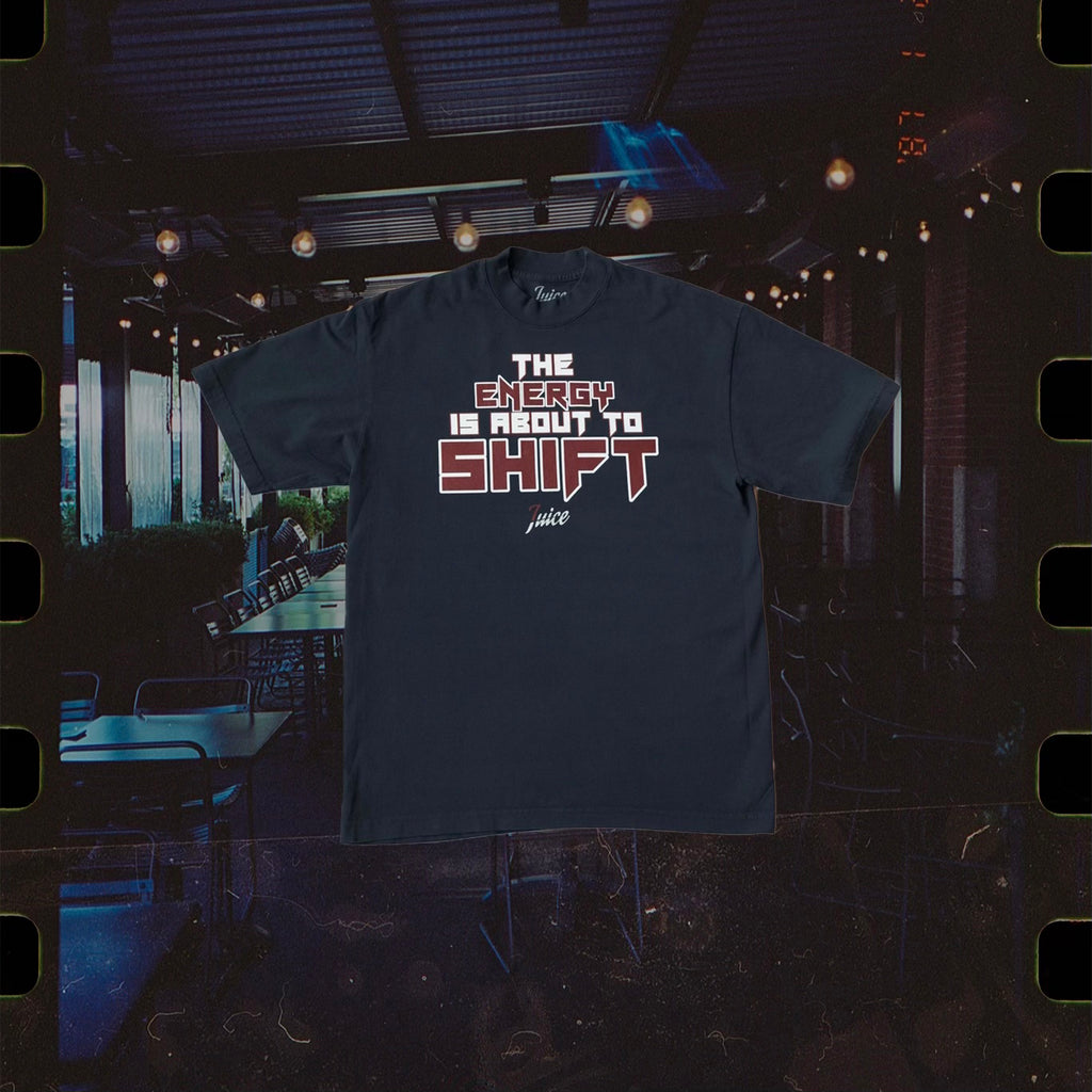 THE ENERGY IS ABOUT TO SHIFT T-SHIRT (NAVY)