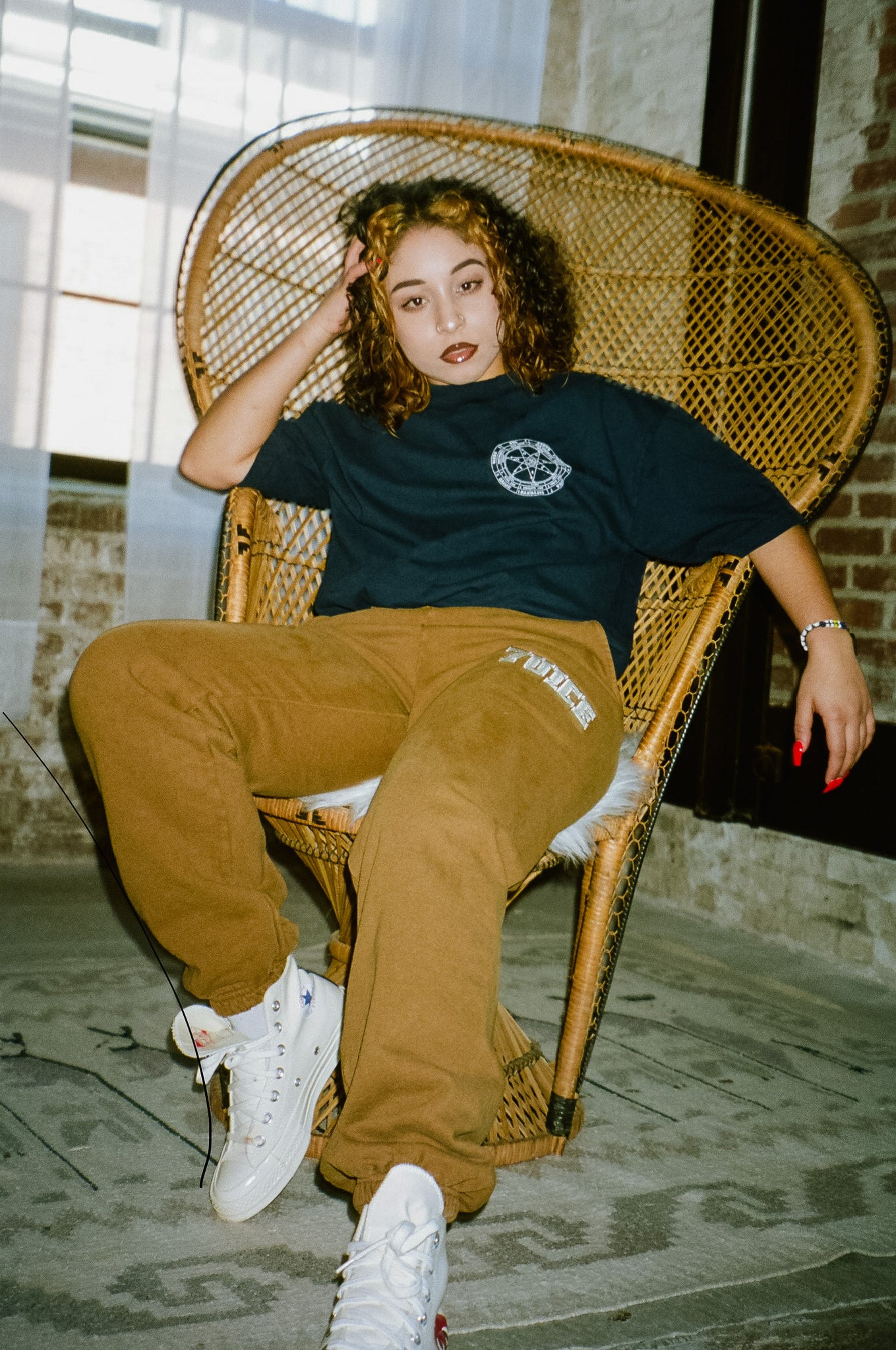 7uice Sweatpants: Copper (White Embroidery)